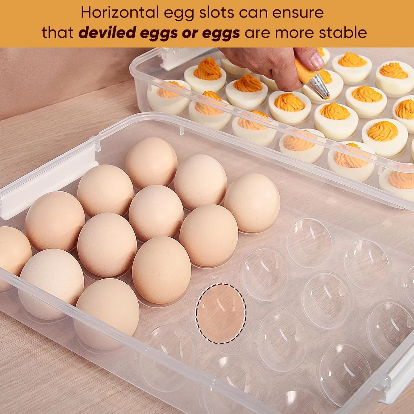 Set 2 bandejas huevos rellenos plástico transparente
