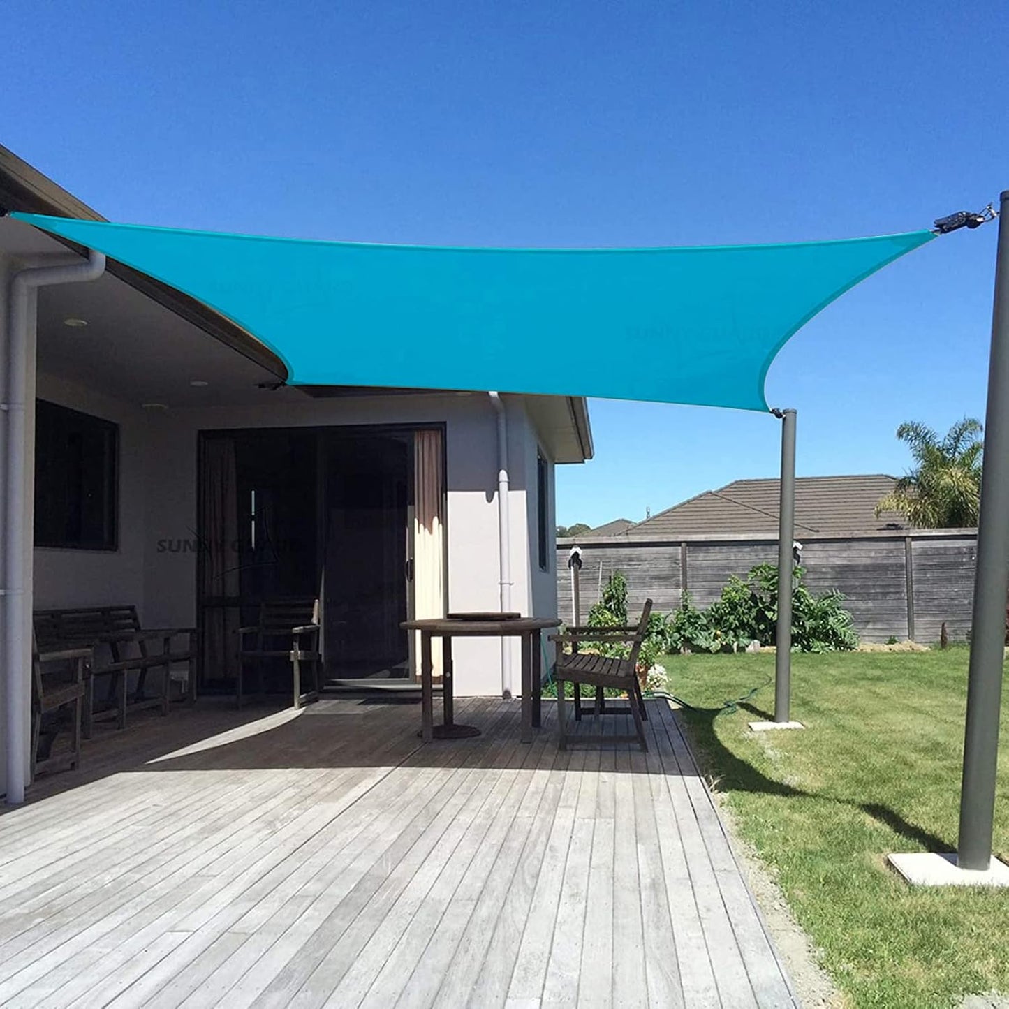 Vela sombra solar 8x8ft azul turquesa para patio jardín