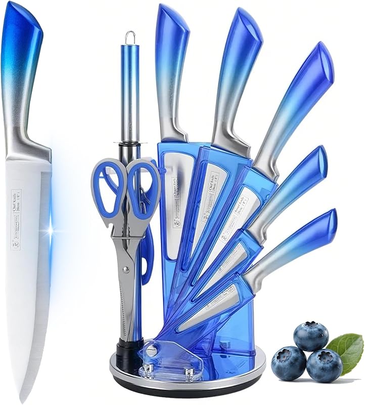 Set 9 Cuchillos Acero Inox Chef con Bloque y Afilador