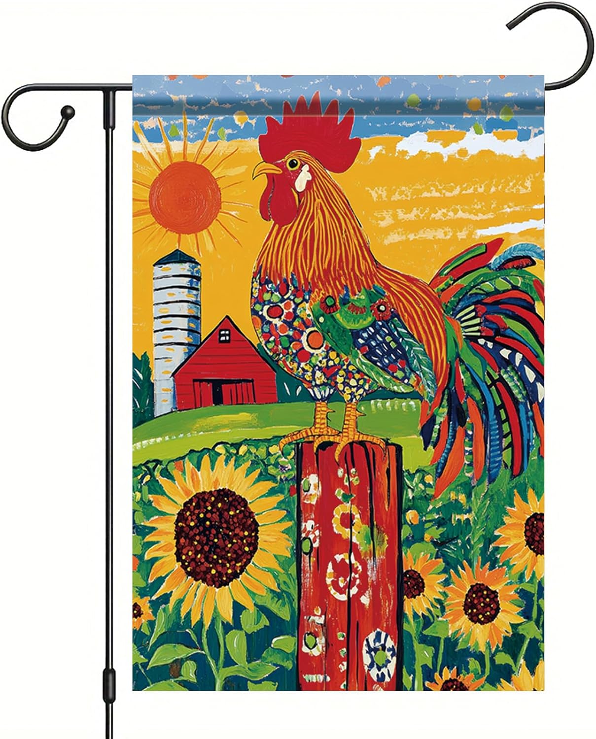 Bandera jardín gallo primavera verano 12x18 doble cara