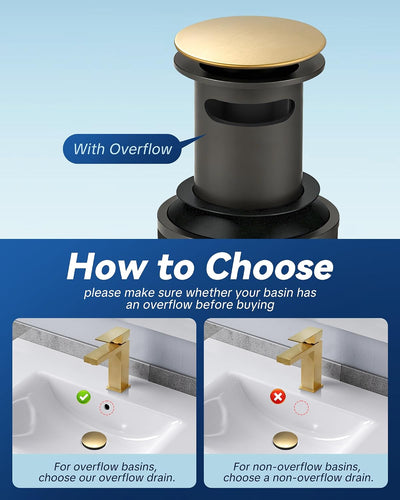 Desagüe baño con rebosadero pack 2 tapón drenaje oro cepillado