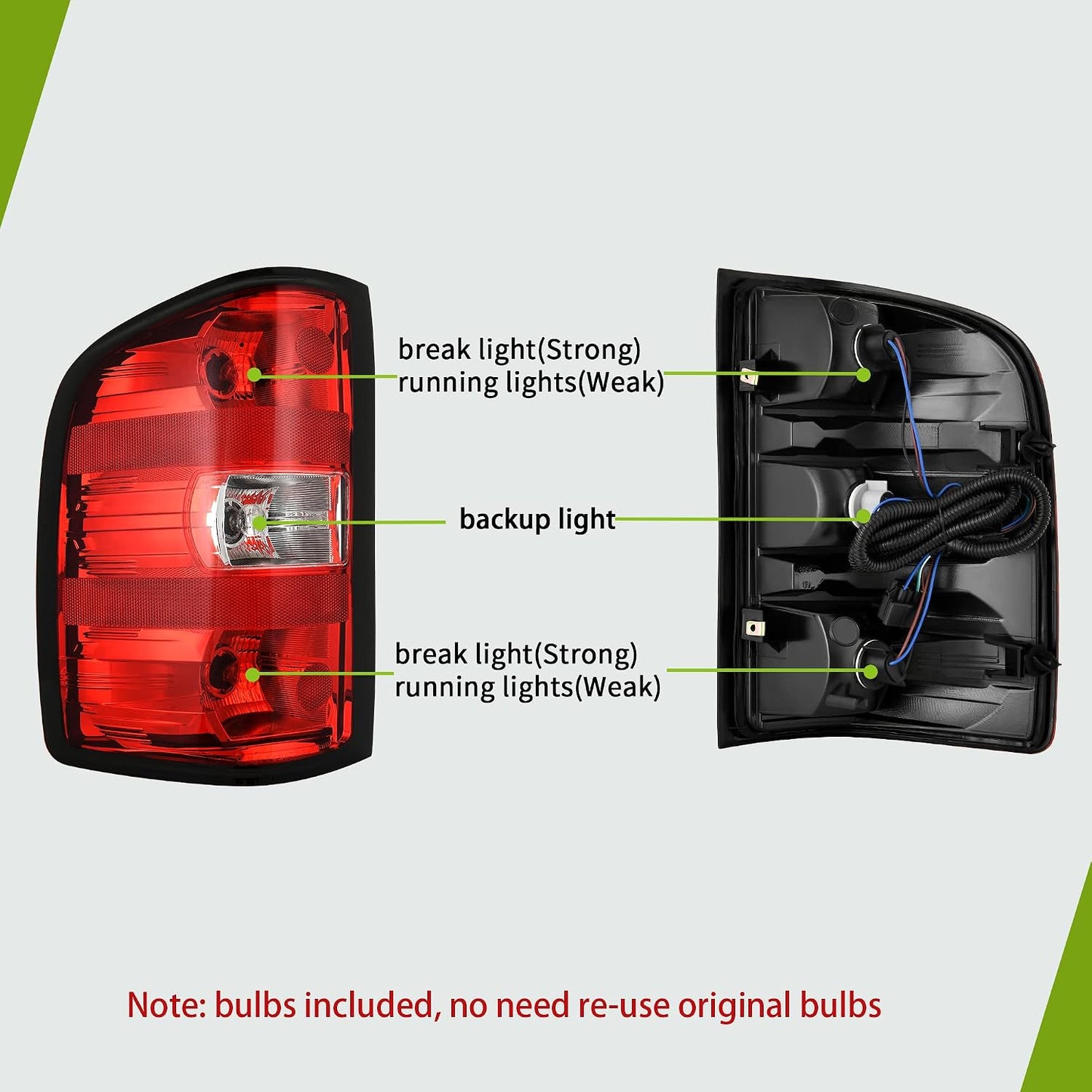 Luz trasera con bombilla para Chevy Silverado 07-14 GMC