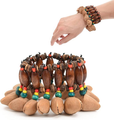 Pulsera campana concha nuez africana estilo tribal