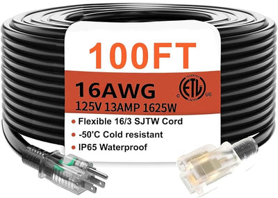 Cable extensión exterior 100ft SJTW 16/3 enchufe tierra