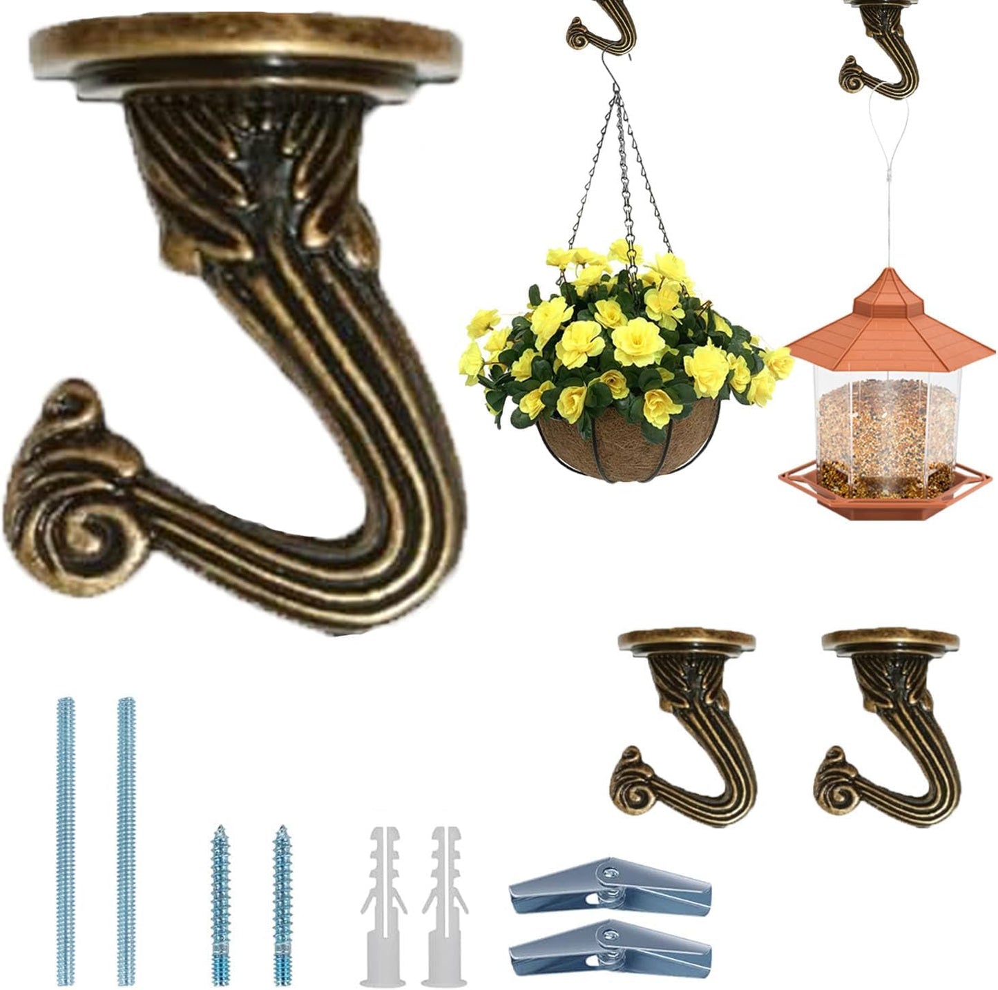 Ganchos techo metal para plantas colgantes pack 2