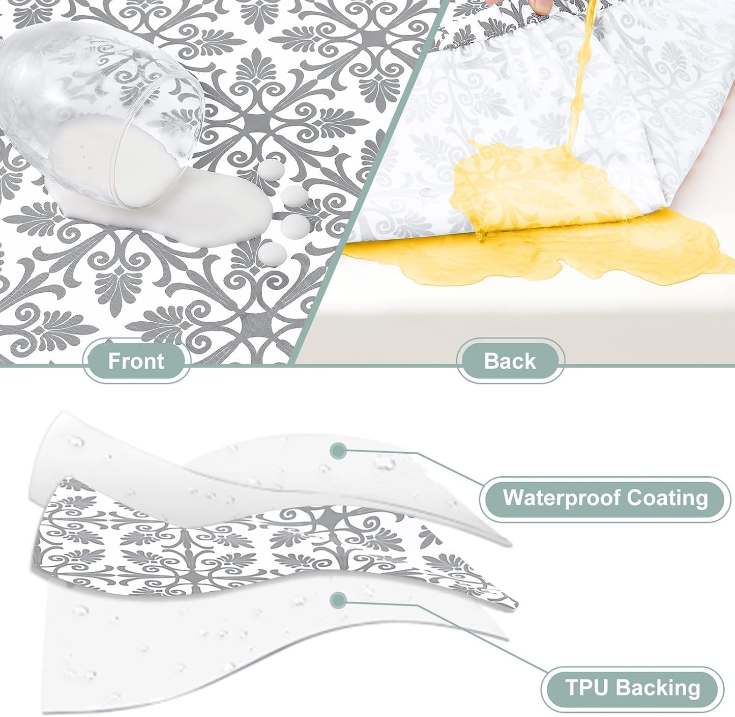 Mantel picnic poliéster elástico ajustable 5ft gris