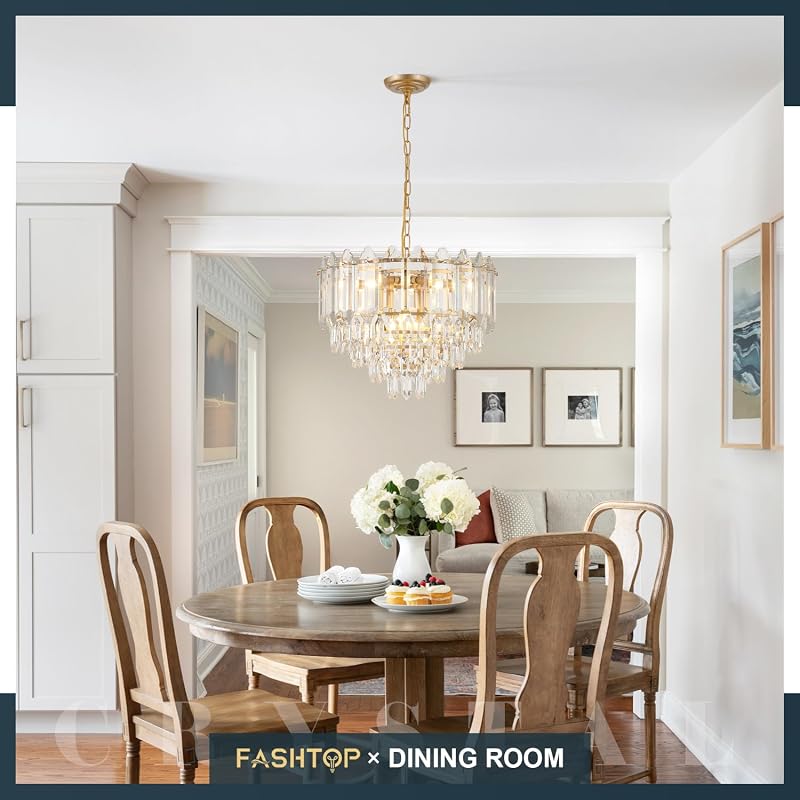 Candelabro cristal dorado 20 luces 9 moderno para comedor