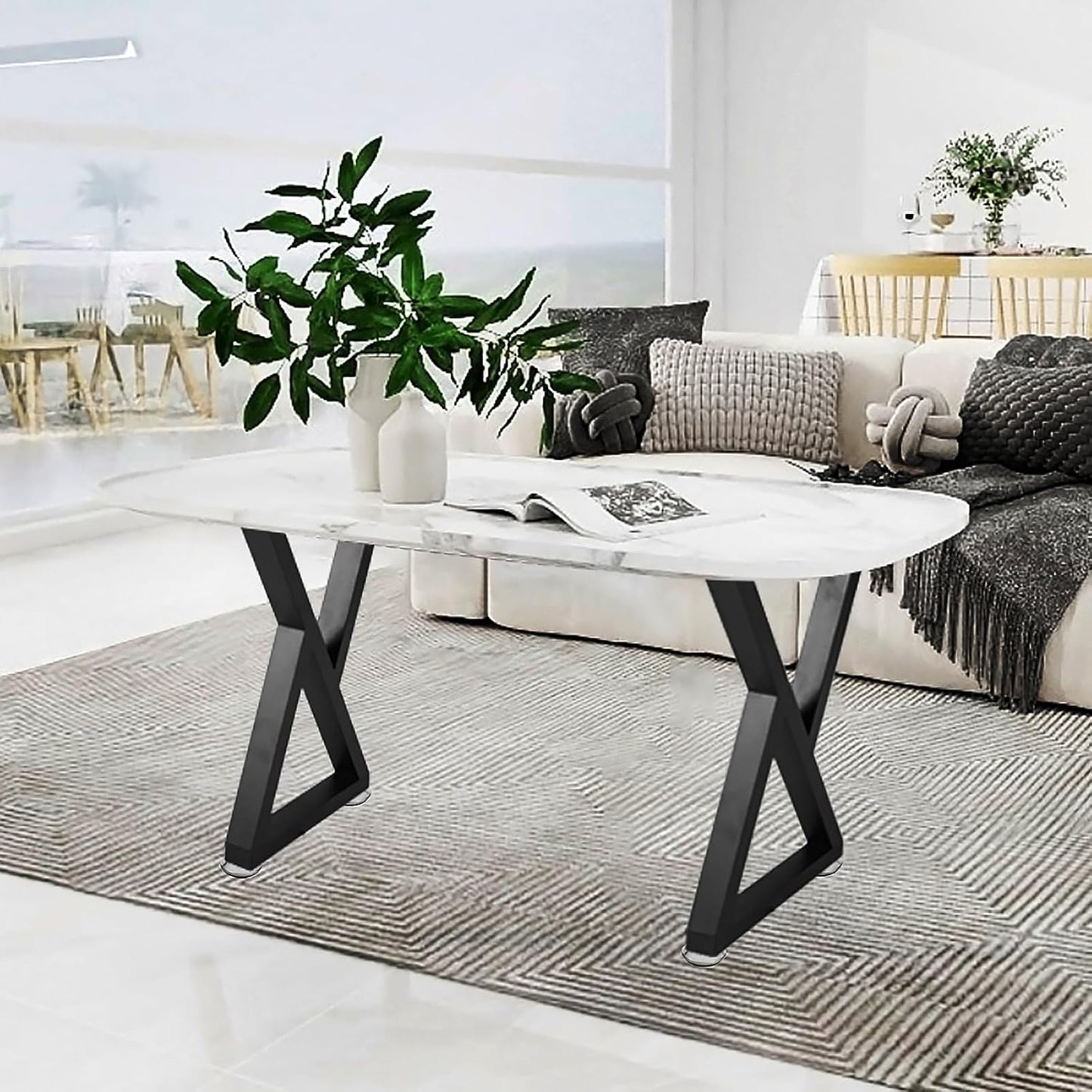 Patas metal mesa centro 22pulg negro resistente bricolaje