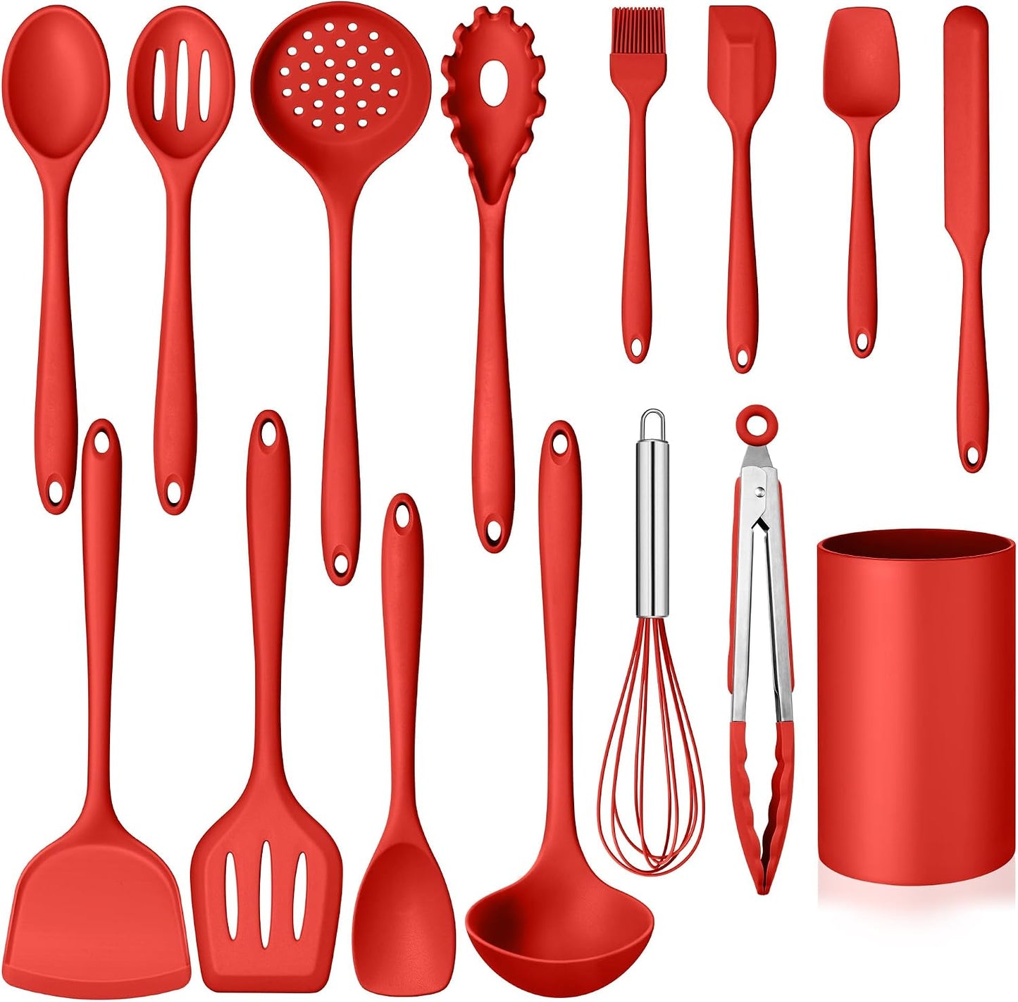 Set 15 Pzas Utensilios Cocina Silicona Soporte