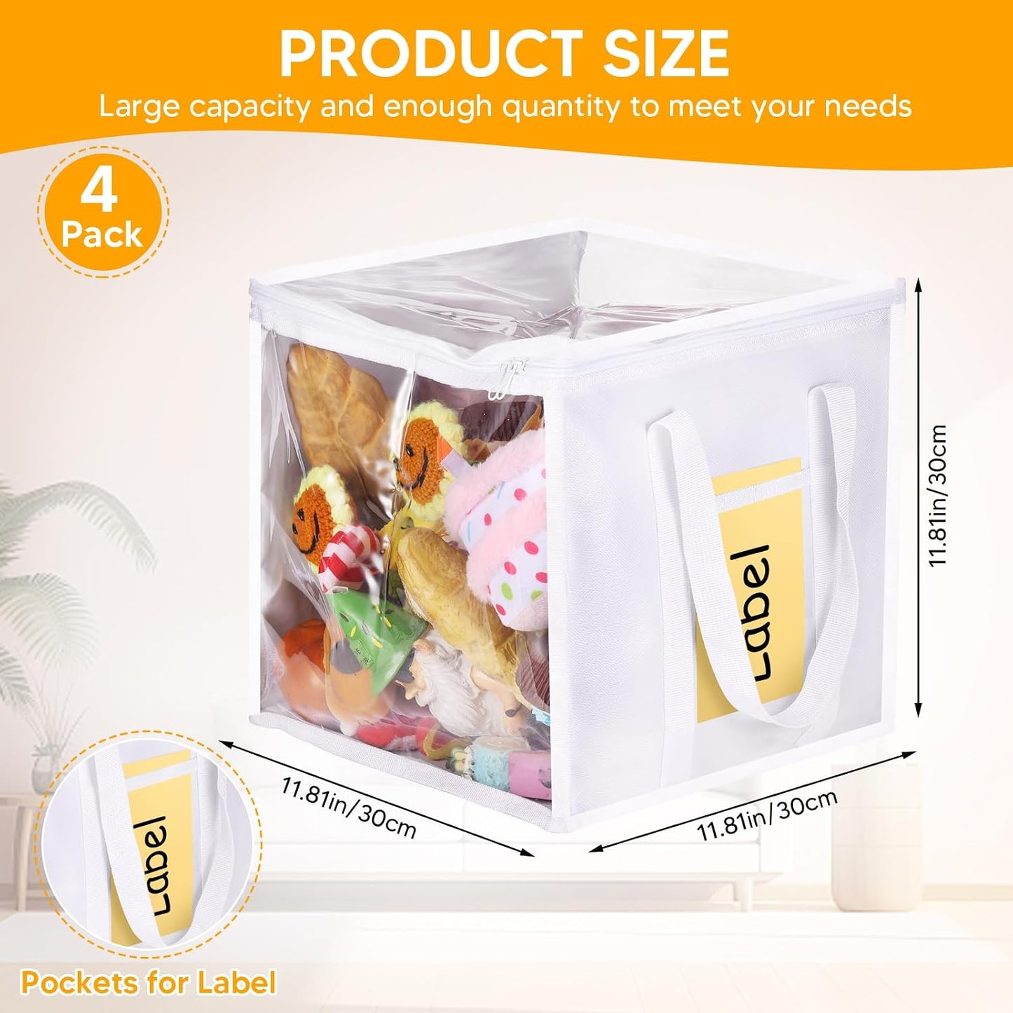 4 Pzas Bolsas PVC 12" Almacenamiento Juguetes Plegables