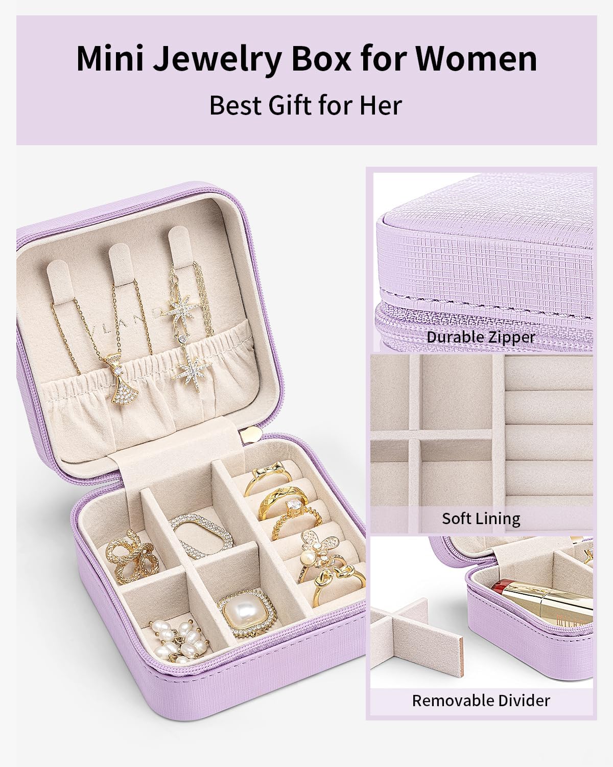 Organiz. joyería viaje estuche anillos aretes collares
