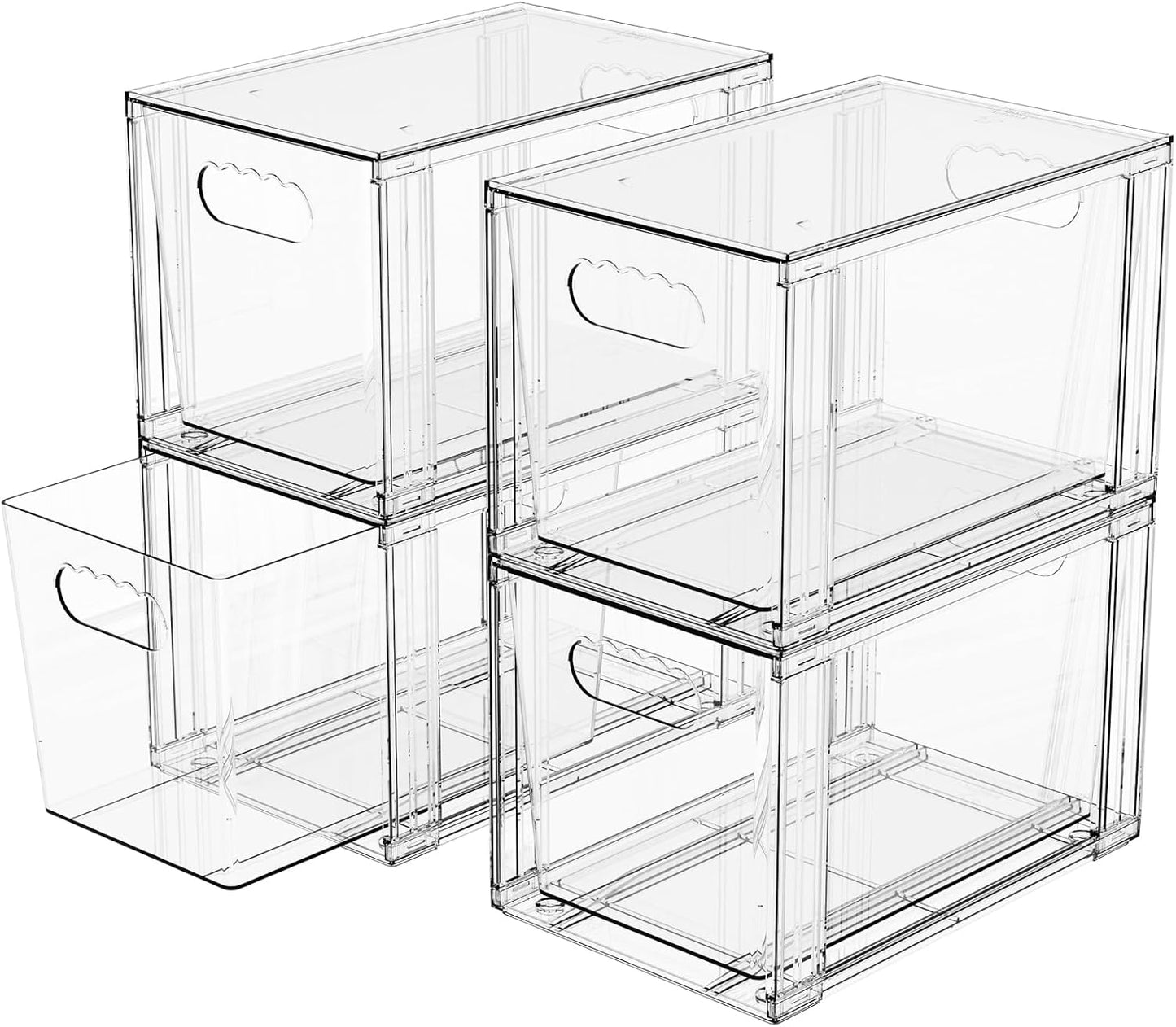 4 Pzas Cajones Almacenamiento Apilables 7.3" Transparentes