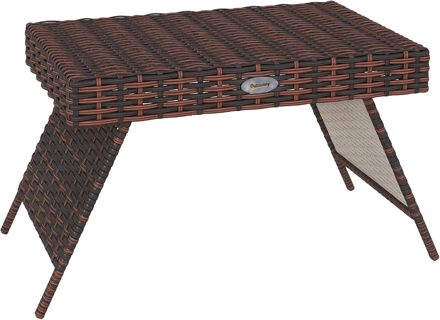 Mesa auxiliar plegable ratán tejida a mano marrón 23.5x16.25