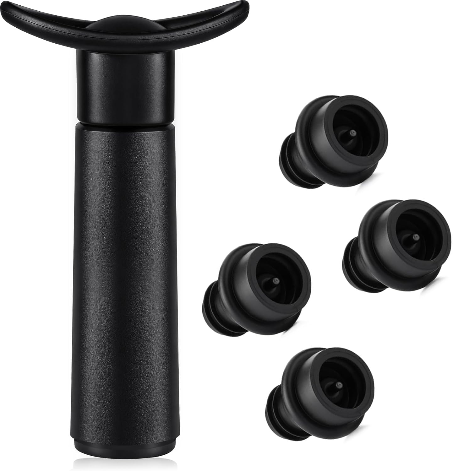 Bomba vacío para vino con 4 tapones selladores reutilizables
