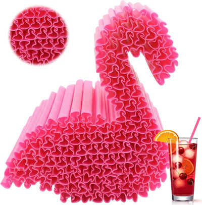 150 Pajitas Plástico Flamenco Rojo para Luau y Fiesta