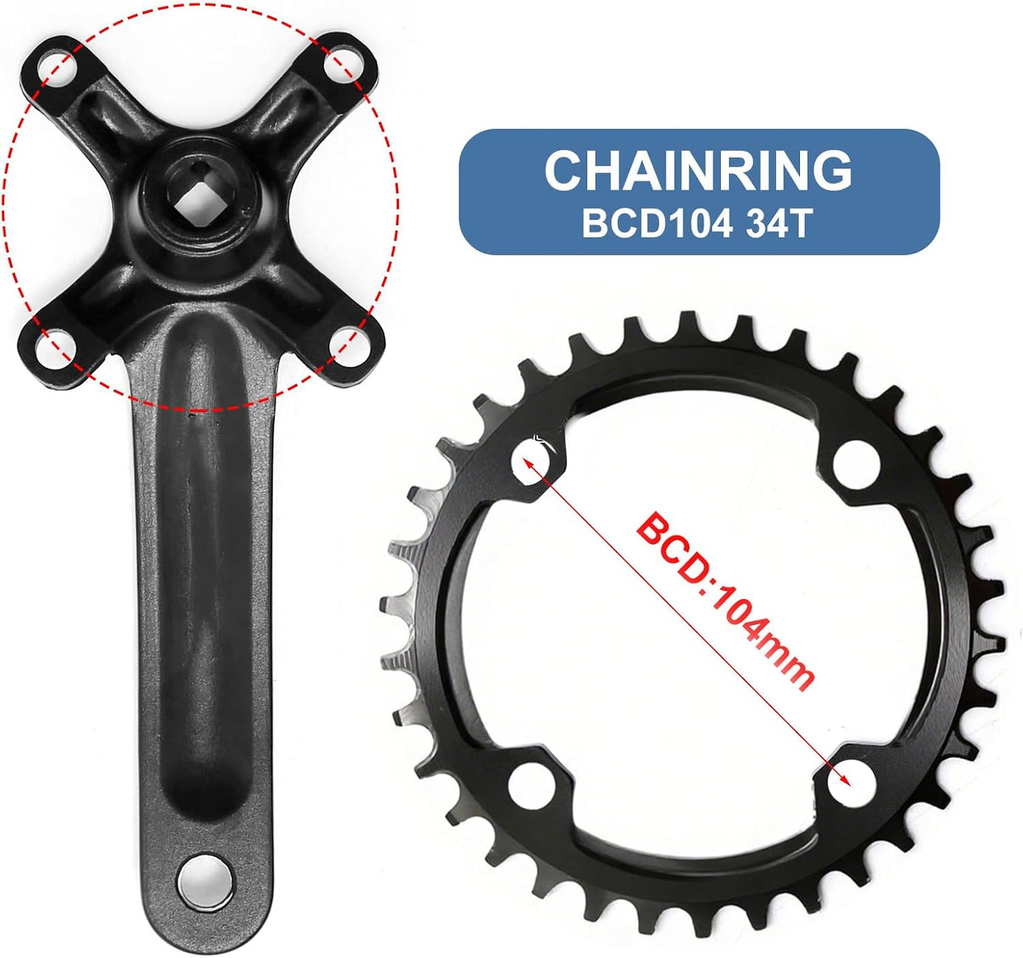 Set manivela bicicleta montaña 6.693" robusto E-Bike