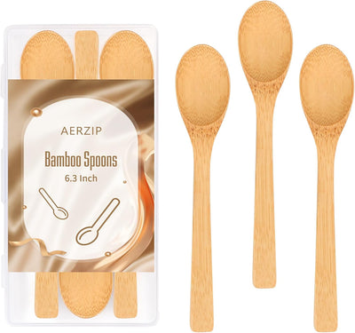 3 Pzas Cucharas Bambú 6.3pulg para Café y Té