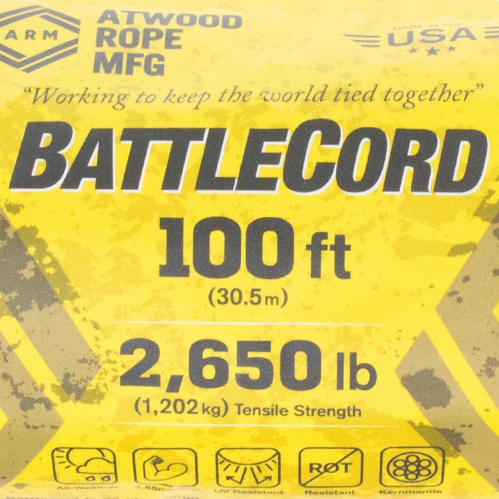 Cuerda batalla 100ft resistencia 2650lb fabricada EE.UU.