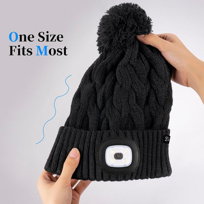 Gorro invierno unisex con linterna USB recargable