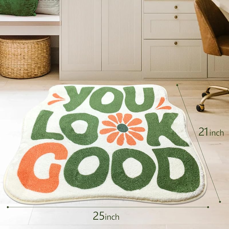 Alfombra baño microfibra antideslizante verde naranja
