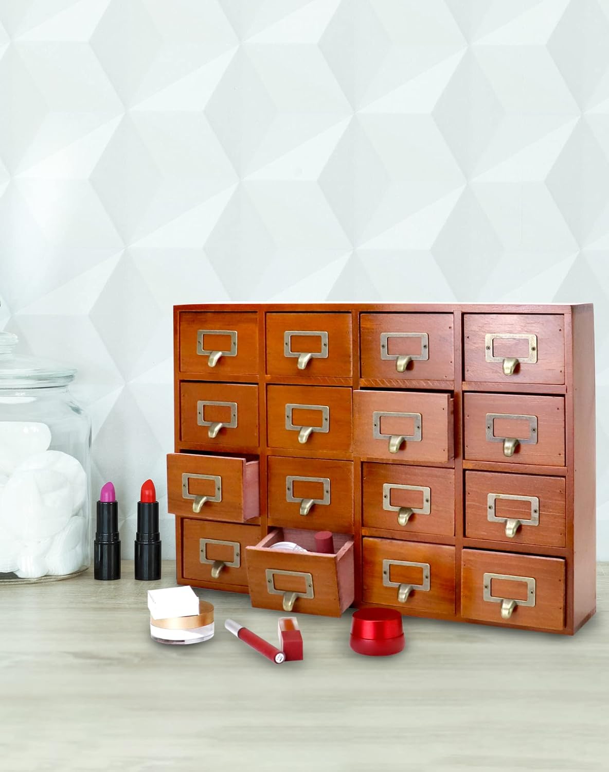 Organiz. cajones madera vintage 16 cajones hogar oficina