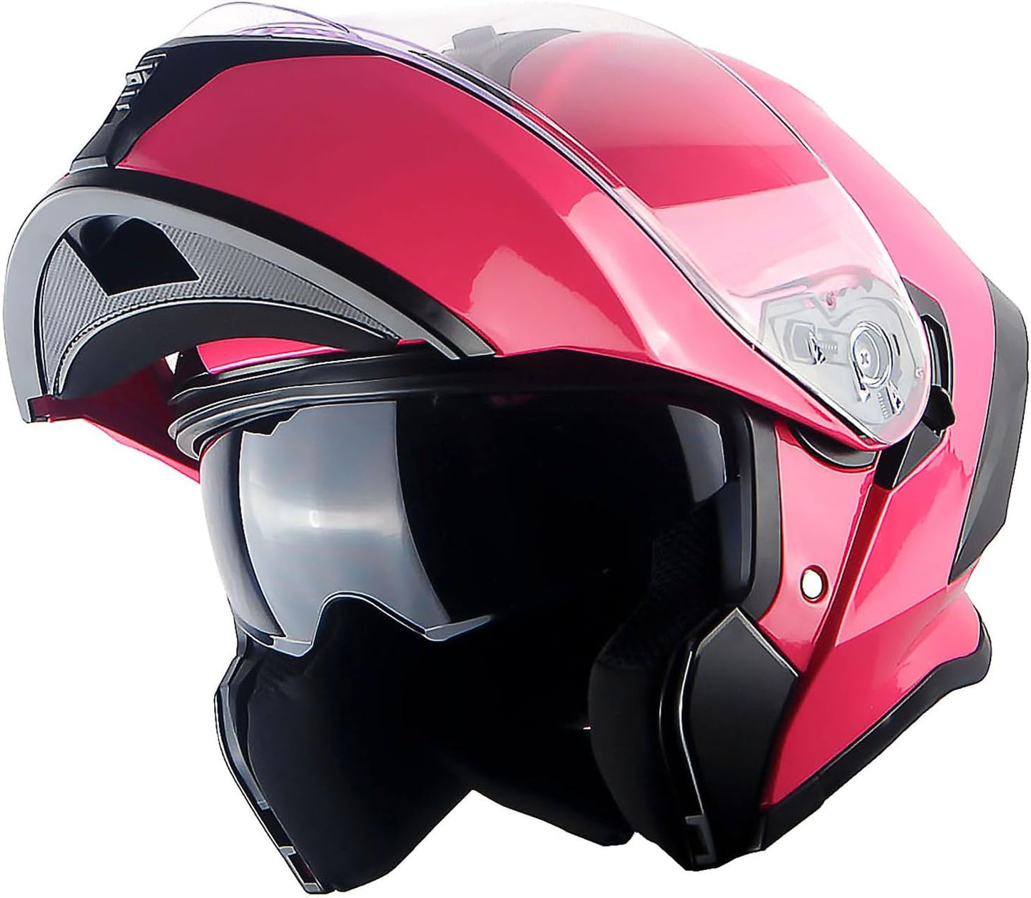 Casco modular cara completa visera doble luz LED-X90 rosa