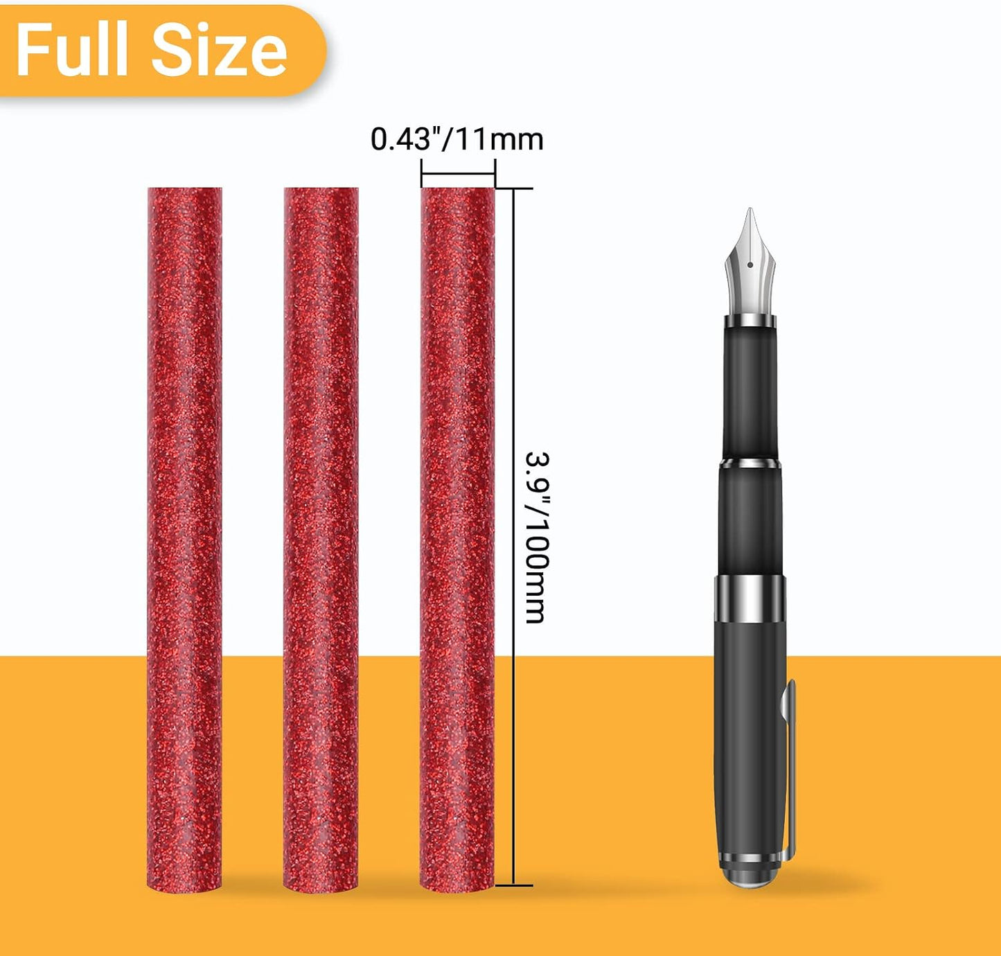 Barra pegamento termofusible rojo purpurina 48uds EVA 0.43pulg