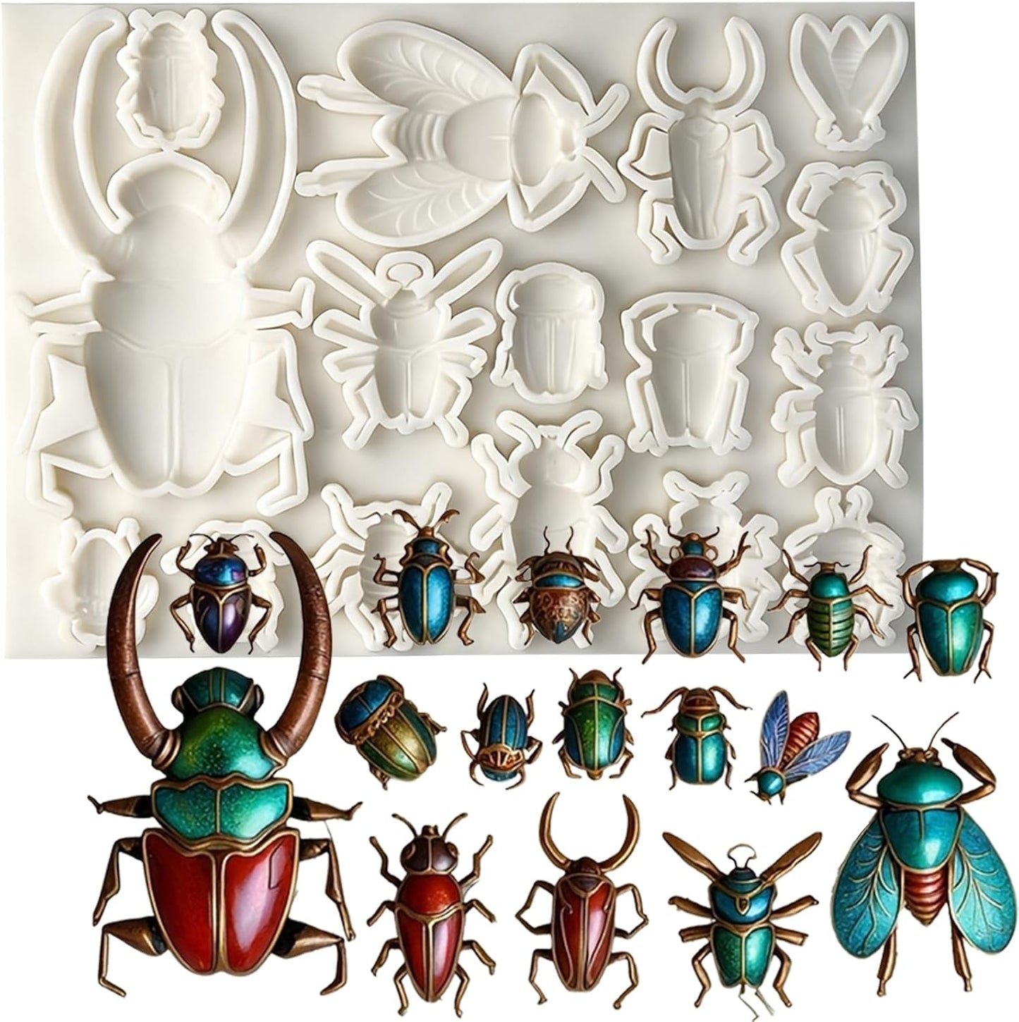 Molde de silicona para insectos 3D de escarabajo para decoración de pasteles y cupcakes