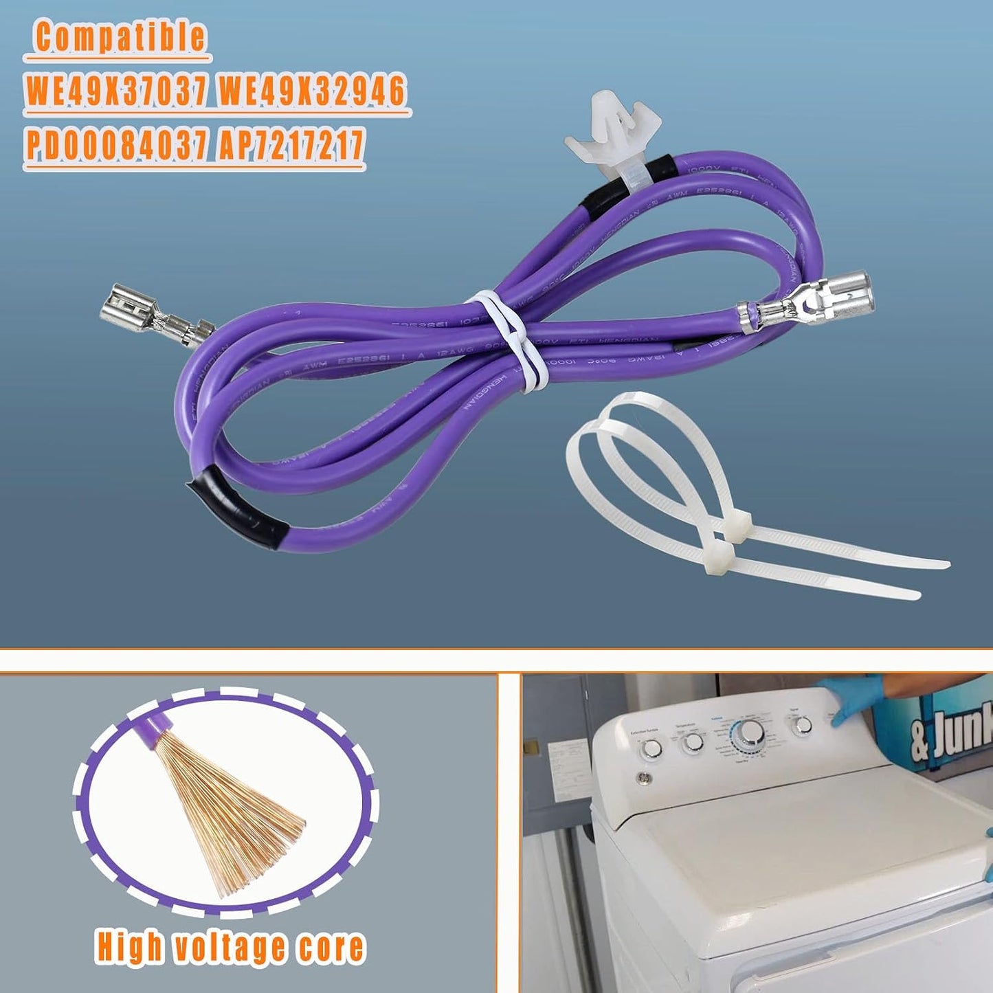 Repuesto cable calentador secadora comp we49x32946