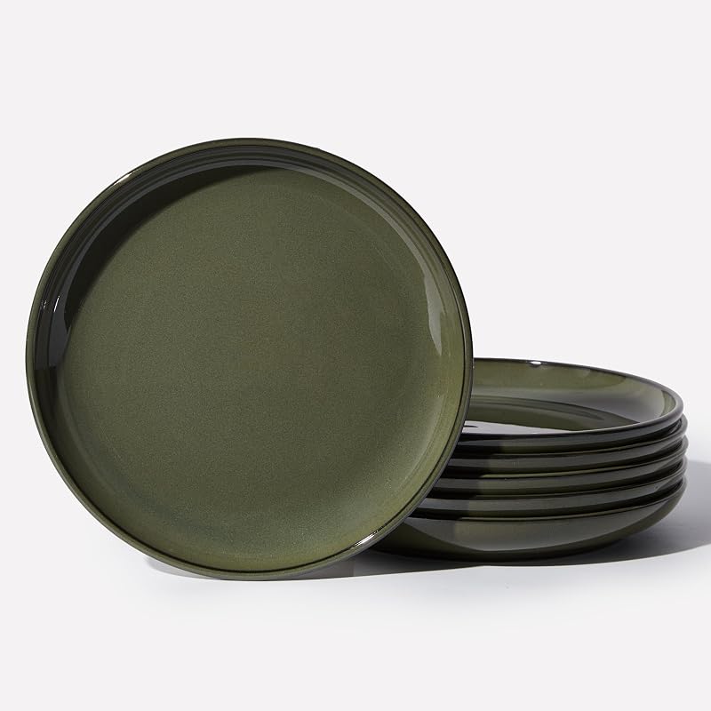 Set platos cerámica 8pulg resistentes arañazos verde