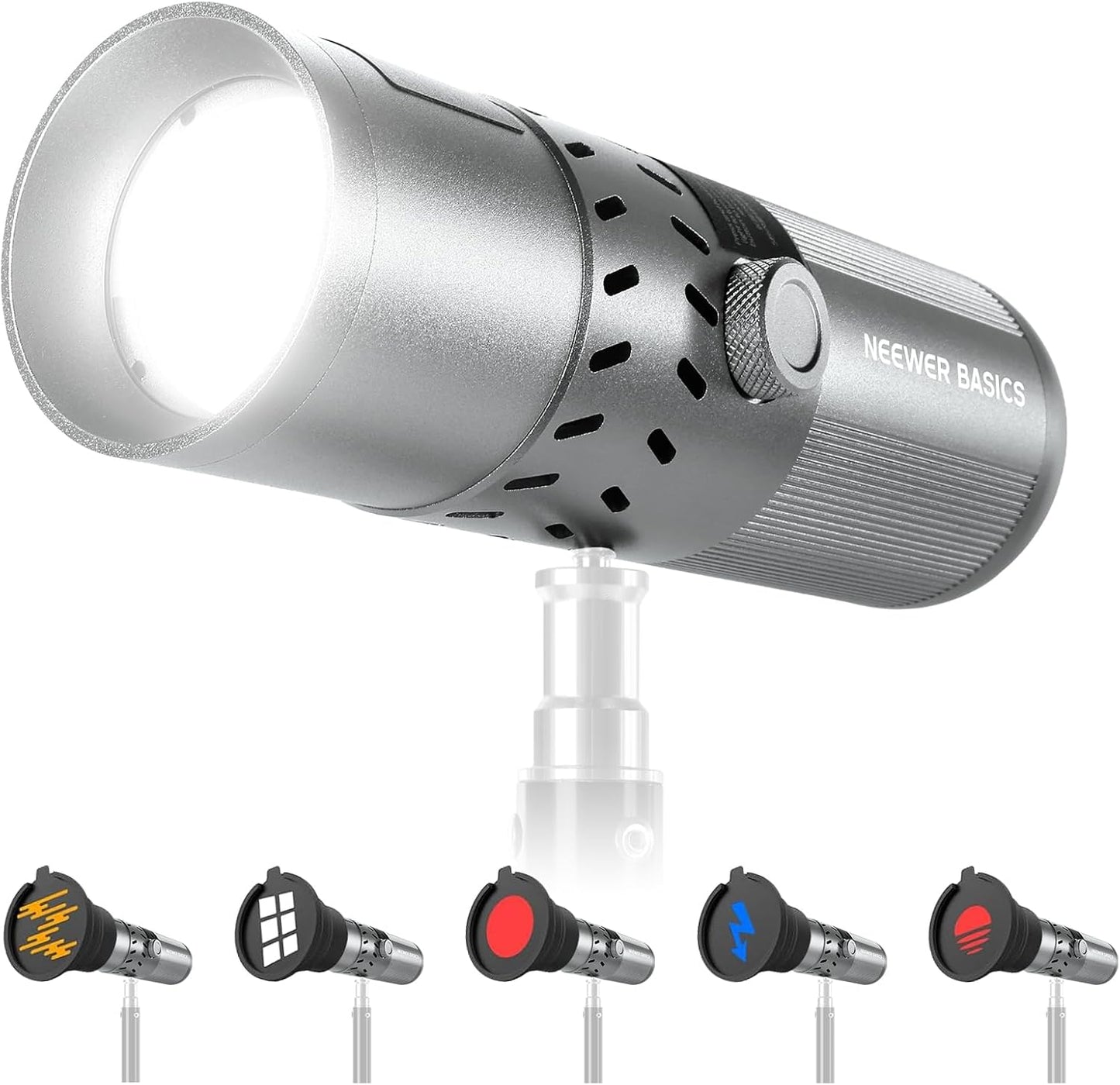 Linterna RGB 20W con 20 filtros Gobo y batería 49.95Wh