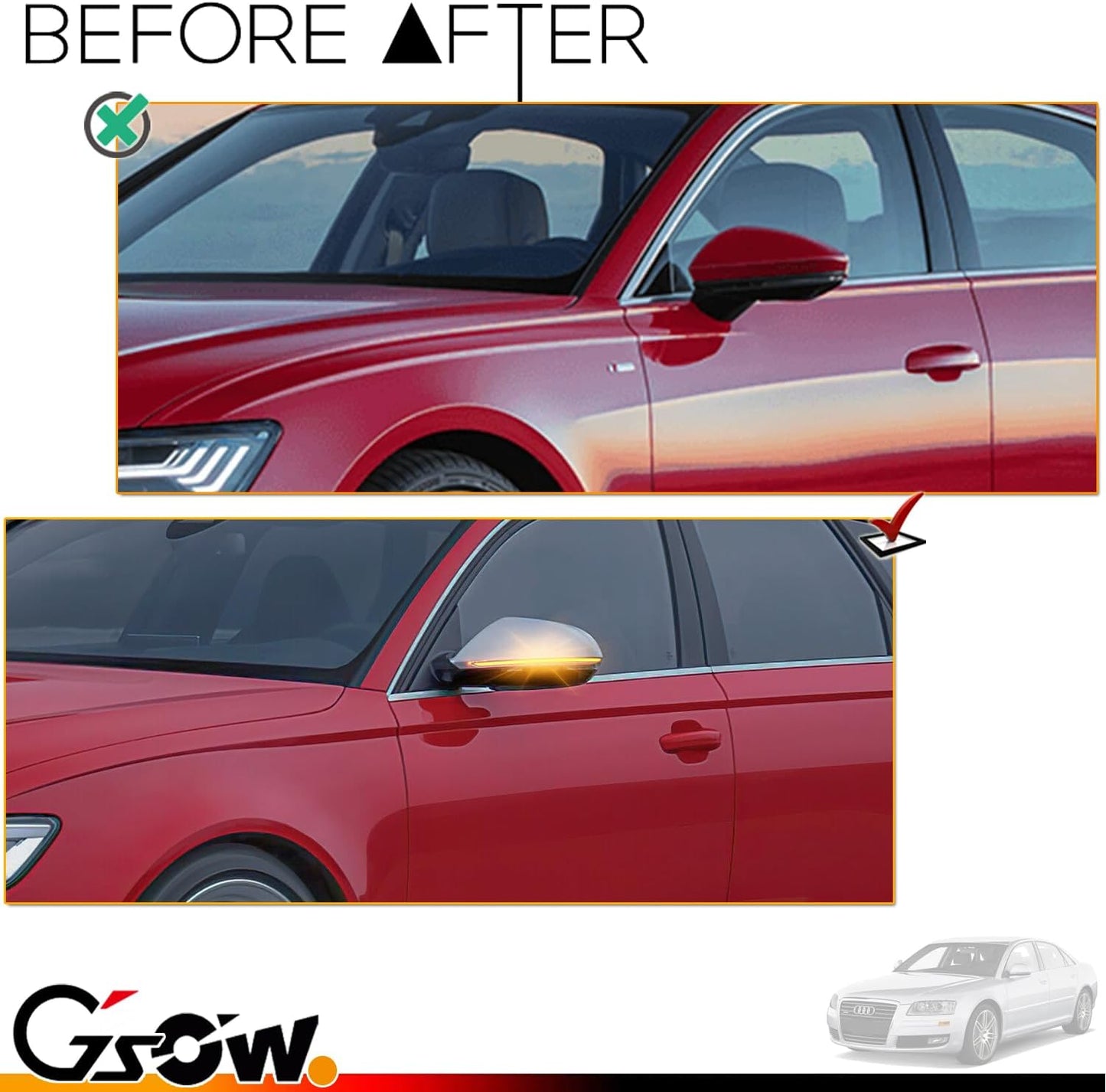 2 Pzas Luces LED Dinámicas para Espejo Lateral Audi A3 A4