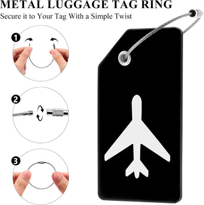 Etiqueta silicona para maleta acero inox TSA aprobada negro moderno