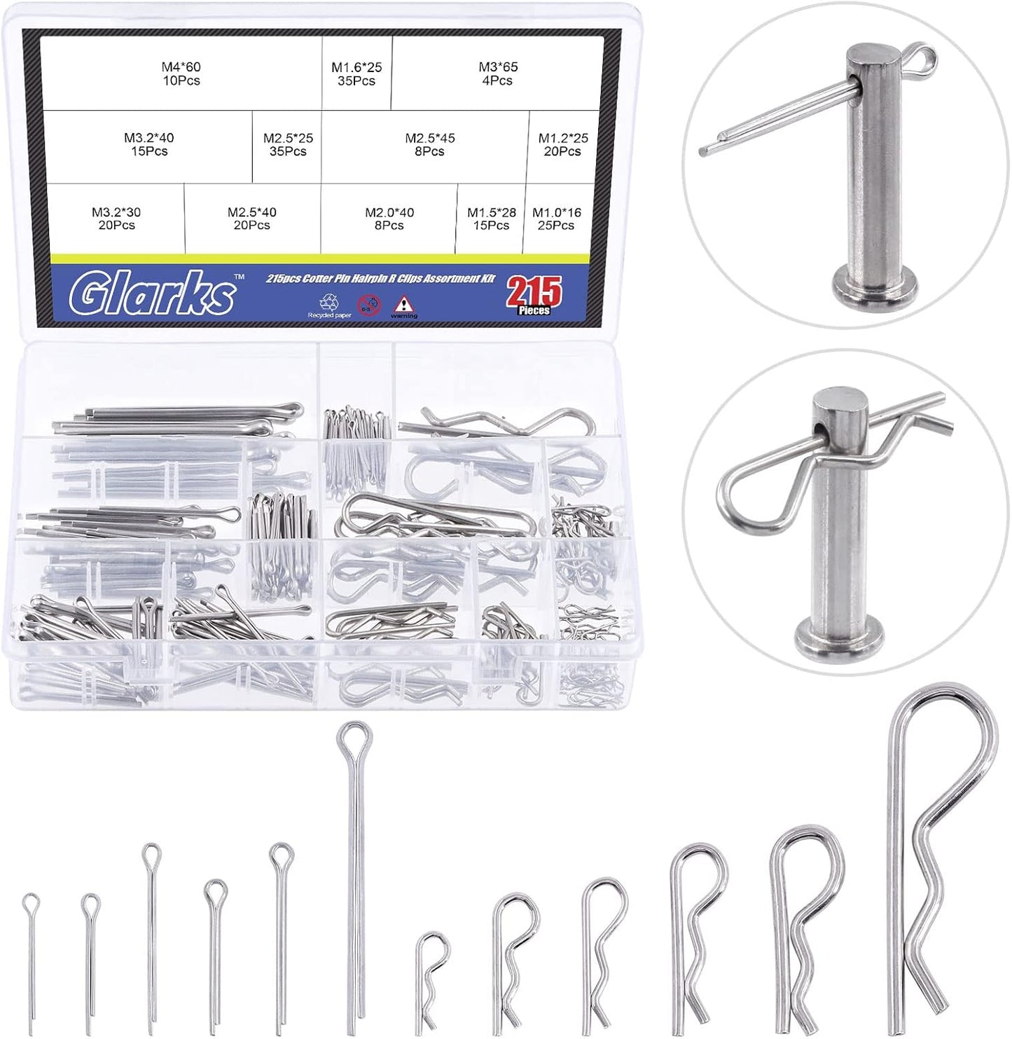 Set 215 Pasadores Acero Inox R para Motores