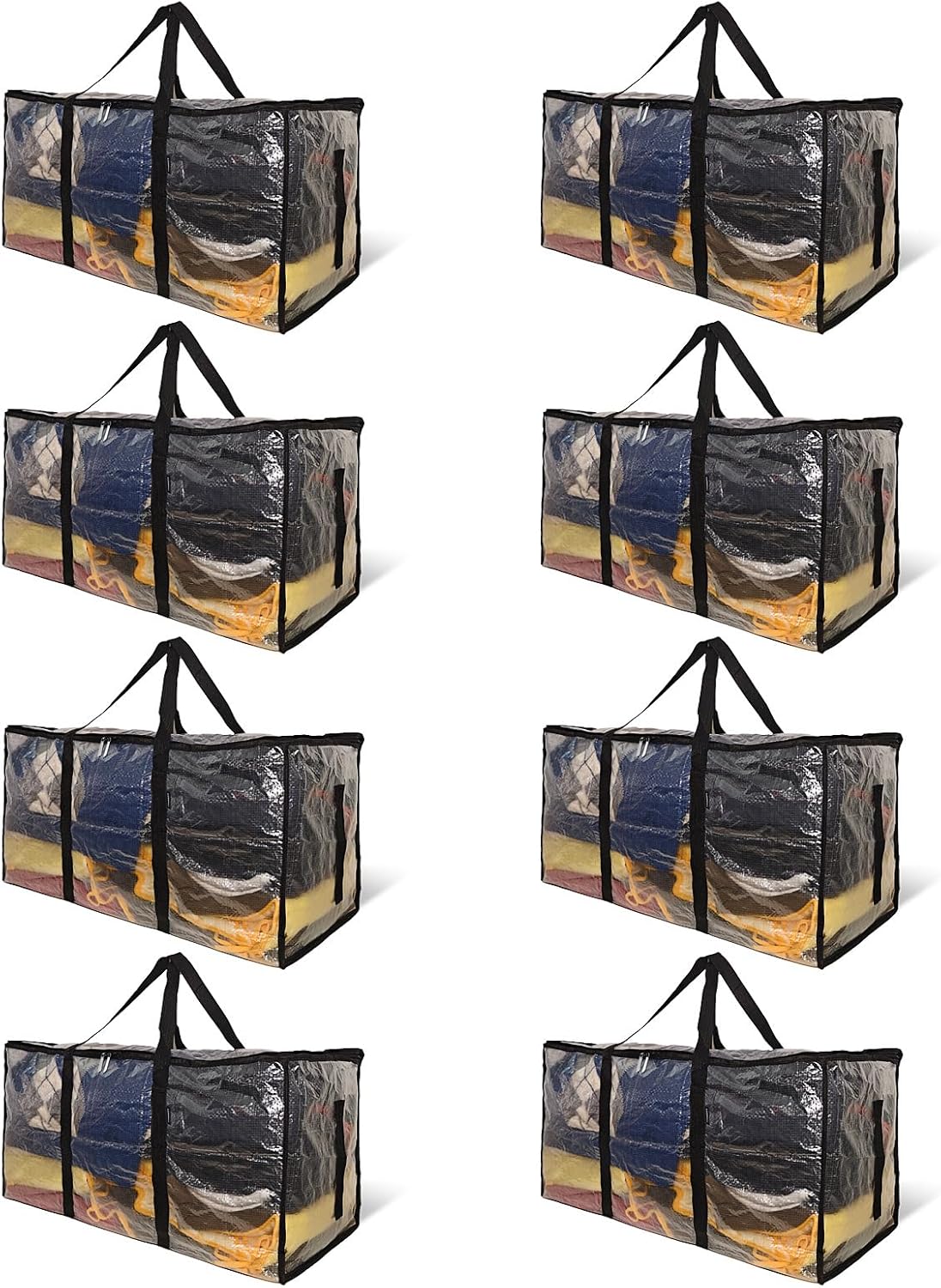 8 Pzas Bolsas Mudanza 97L PP con Cremalleras 28.7x13.7x15"