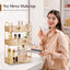 Organiz. baño 3 niveles para maquillaje y perfume dorado