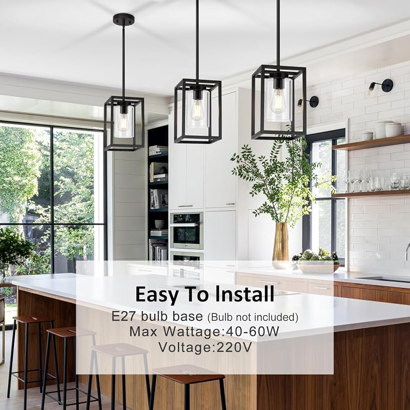 Lámpara colgante isla cocina estilo campo 1 luz candelabro