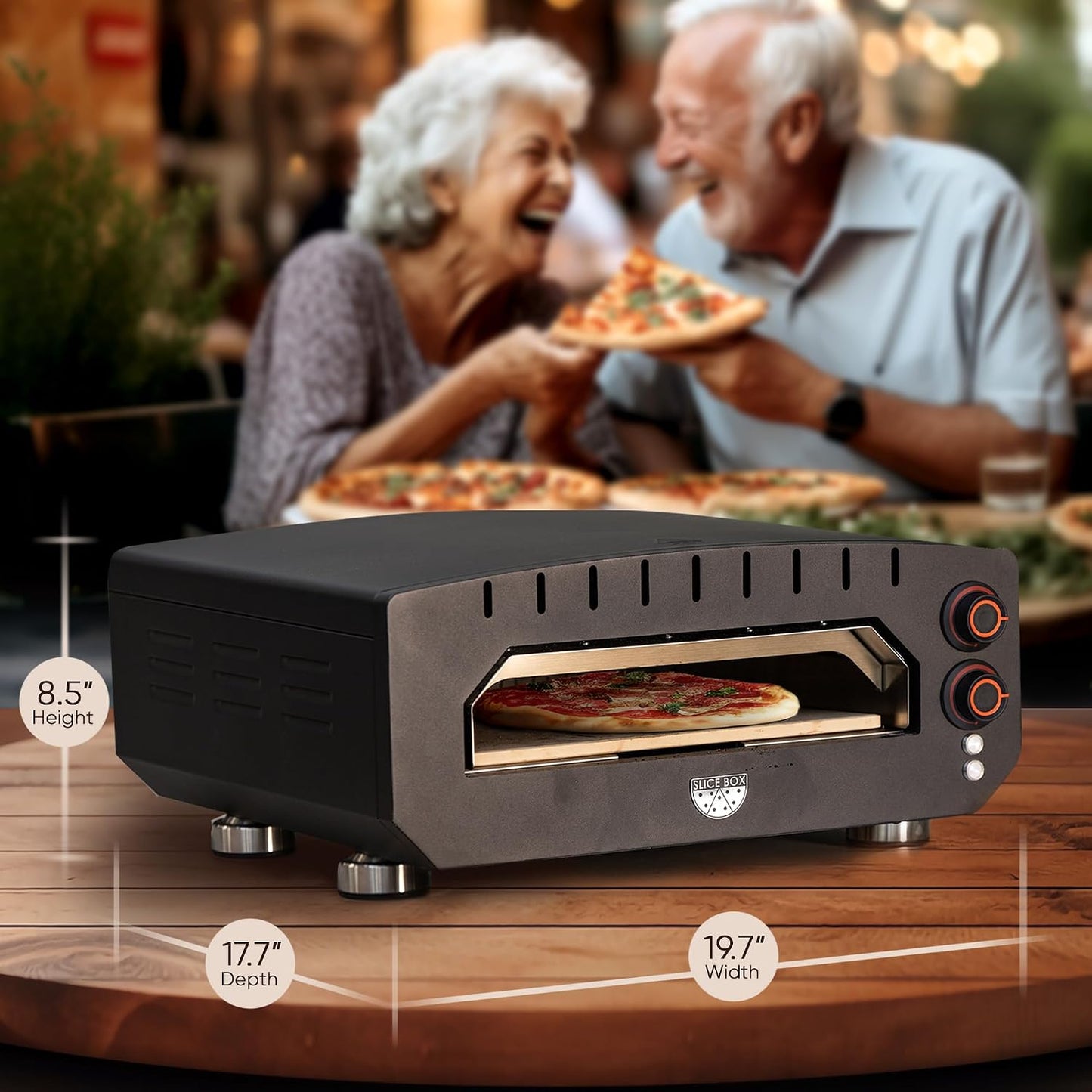 Horno eléctrico pizza aire libre 750 grados con termómetro