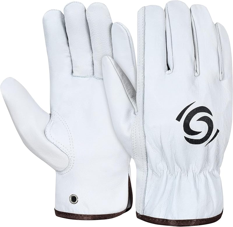 12 Pzas Guantes Cuero Trabajo Almacén Jardinería