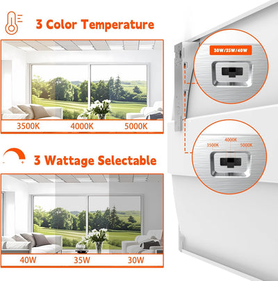 Panel LED troffer 2x2 color ajustable 30-40W 0-10V