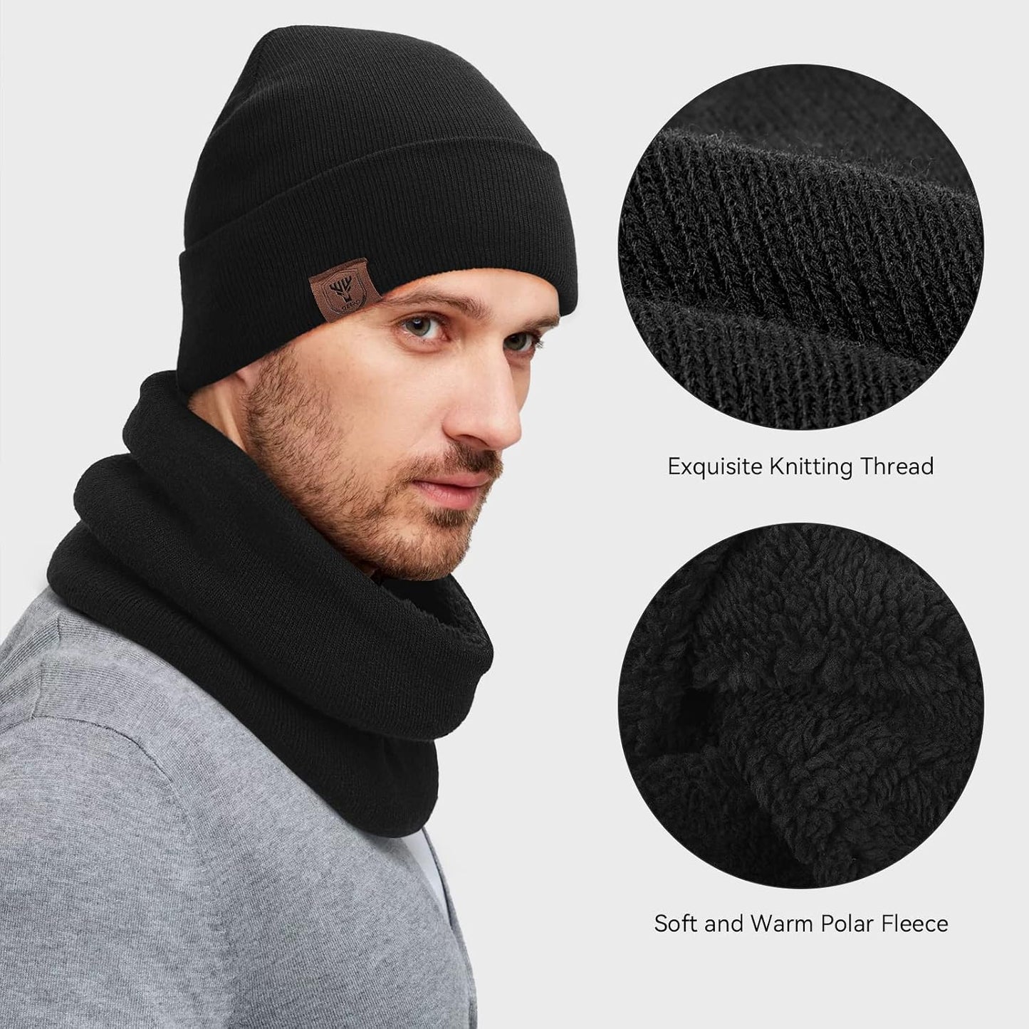 Set 3 Pzas Gorro Bufanda Guantes Táctil Invierno Calentador