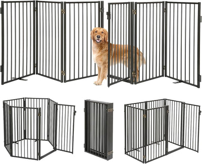 Puerta plegable para perros 120x36pulg 6 paneles negro