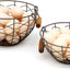 Cestas huevos alambre asas madera vintage set 2