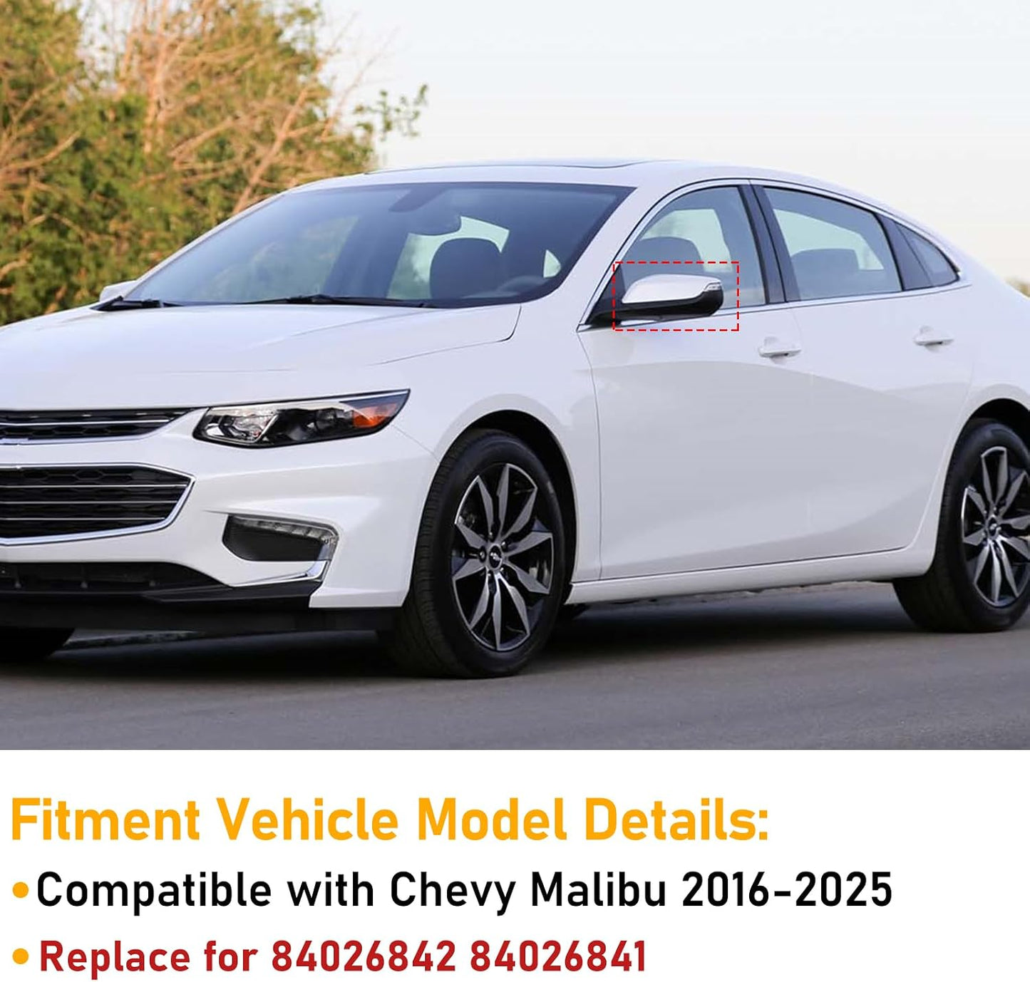 Cubierta espejo Chevy Malibu 17-21 súper blanco 1 par
