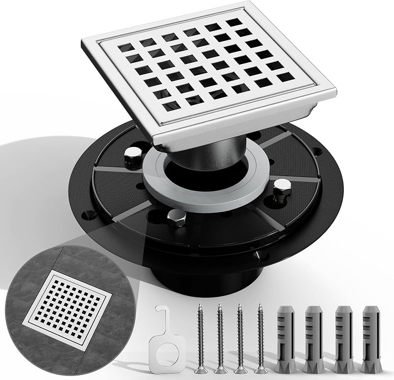 Drenaje ducha cuadrado 4" acero inox níquel cepillado