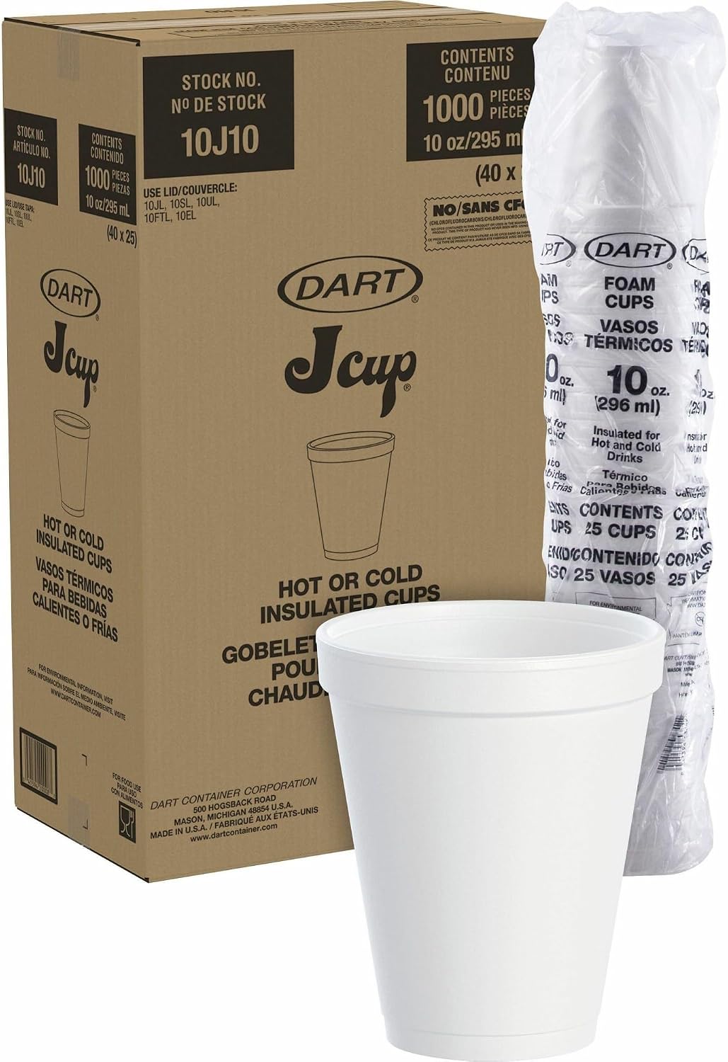 Vasos térmicos espuma 10oz blancos 25 por bolsa