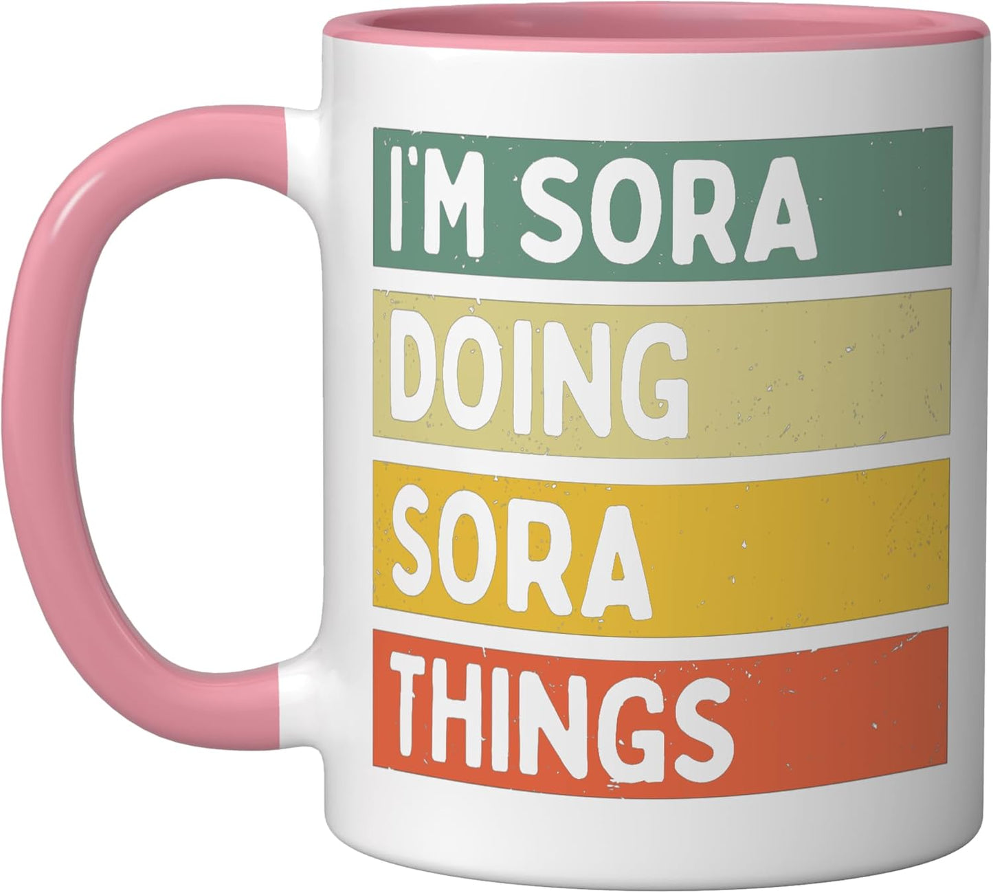 Taza Cerámica Personalizada con Frase Divertida Rosa/Blanca