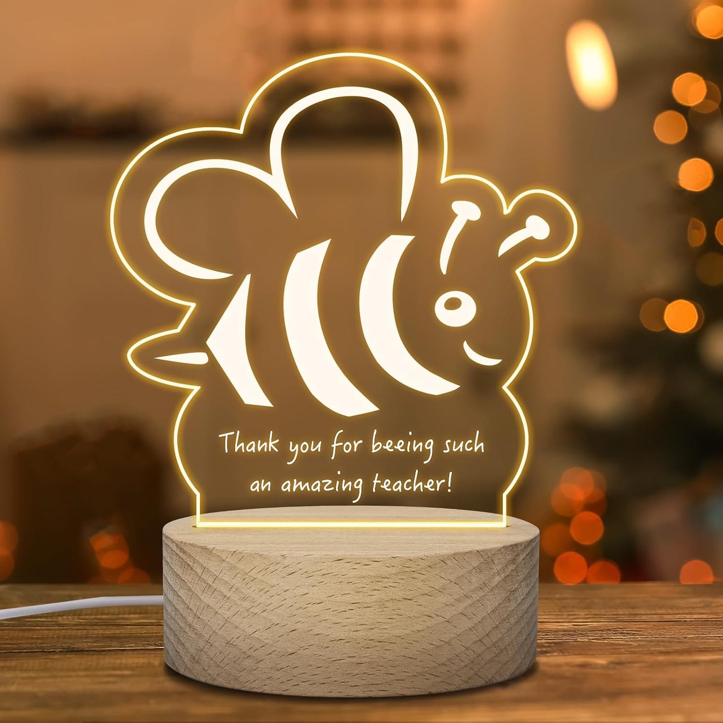 Luz Nocturna Acrílica Abeja Regalo Maestros Profesores