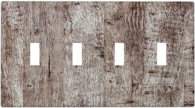 Placa interruptor madera rústica gris marrón 4 gang decorativa