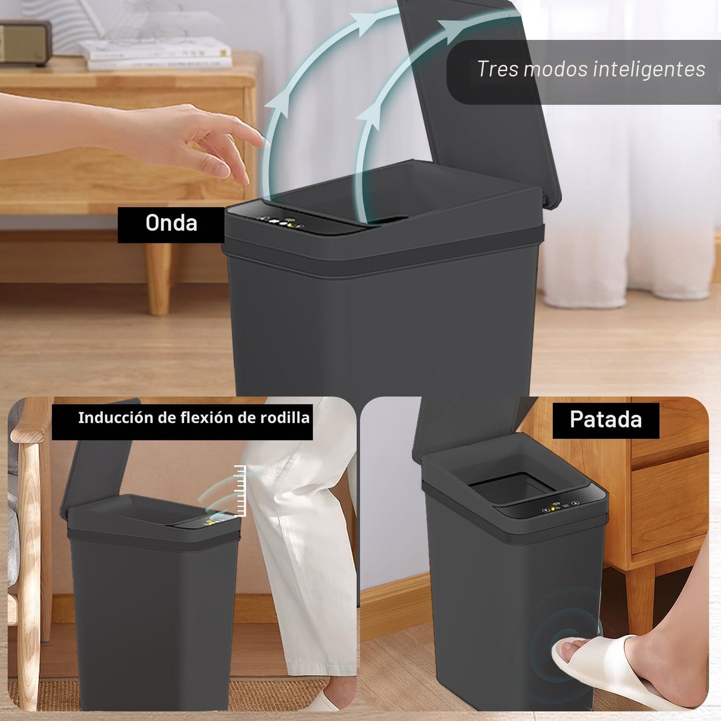 Cubo basura automático 15.5L sensor movimiento plástico